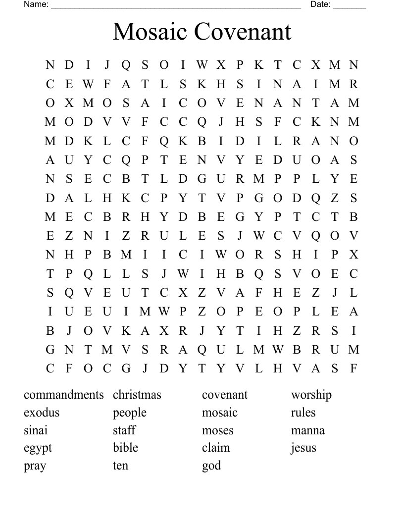 Mosaic  Covenant Word Search