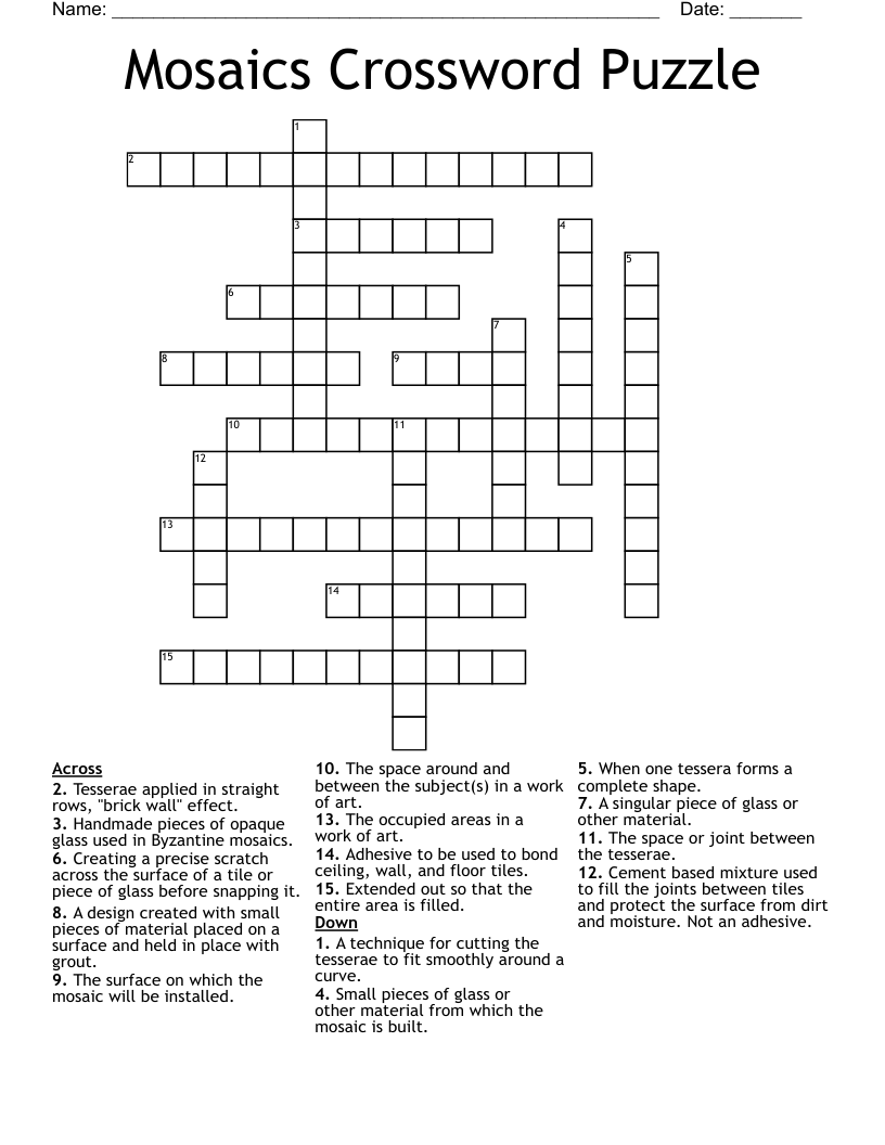 Mosaics Crossword Puzzle