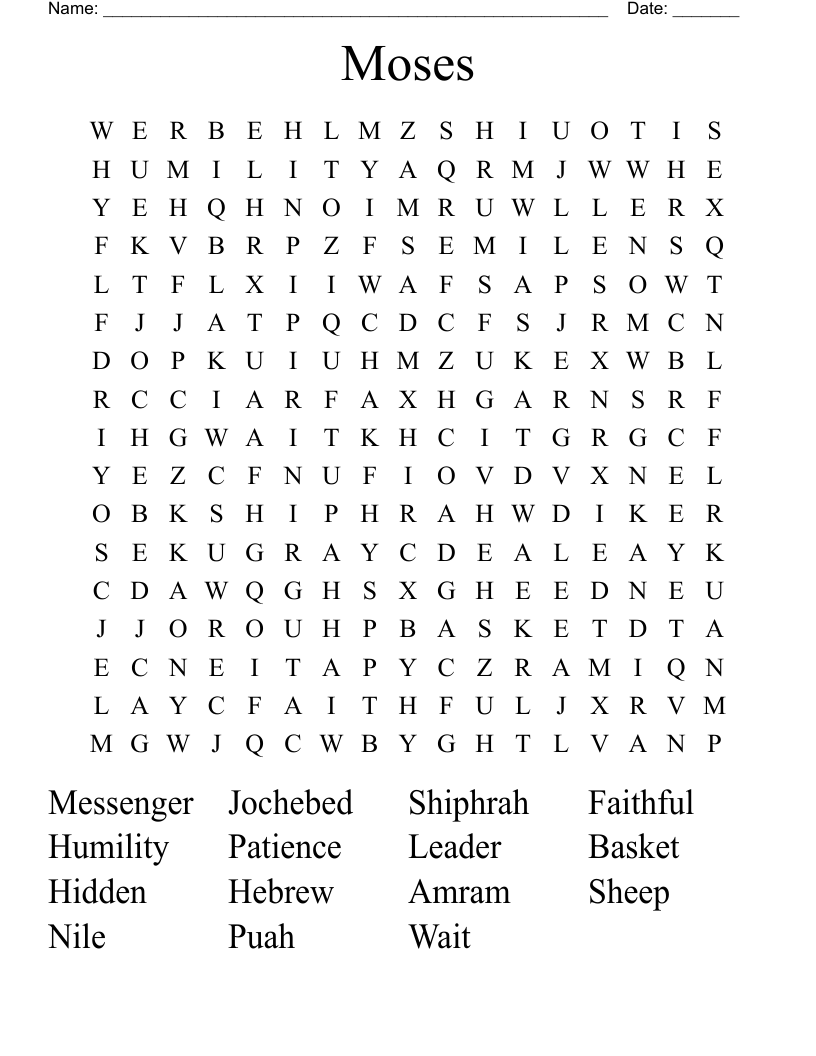 Moses Word Search