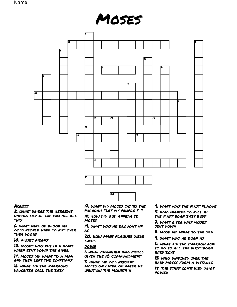 Moses Crossword