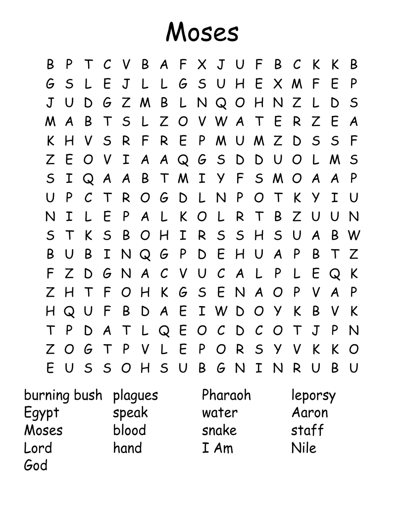 Moses Word Search