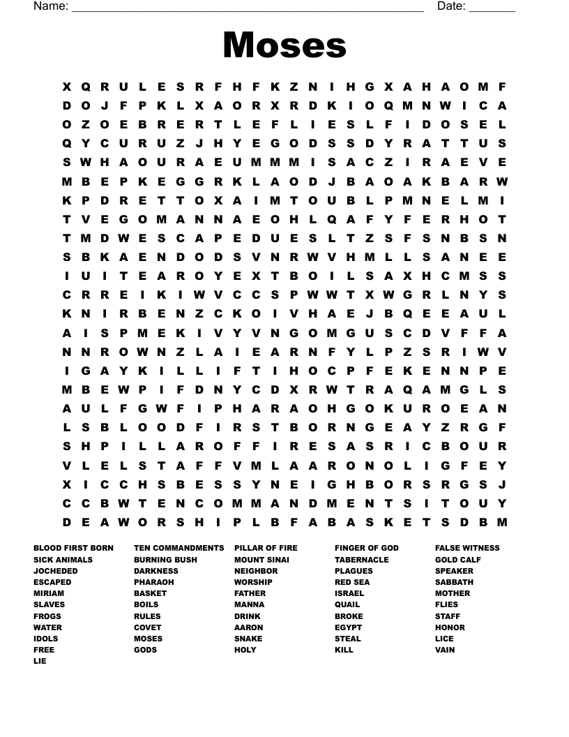 Moses Word Search