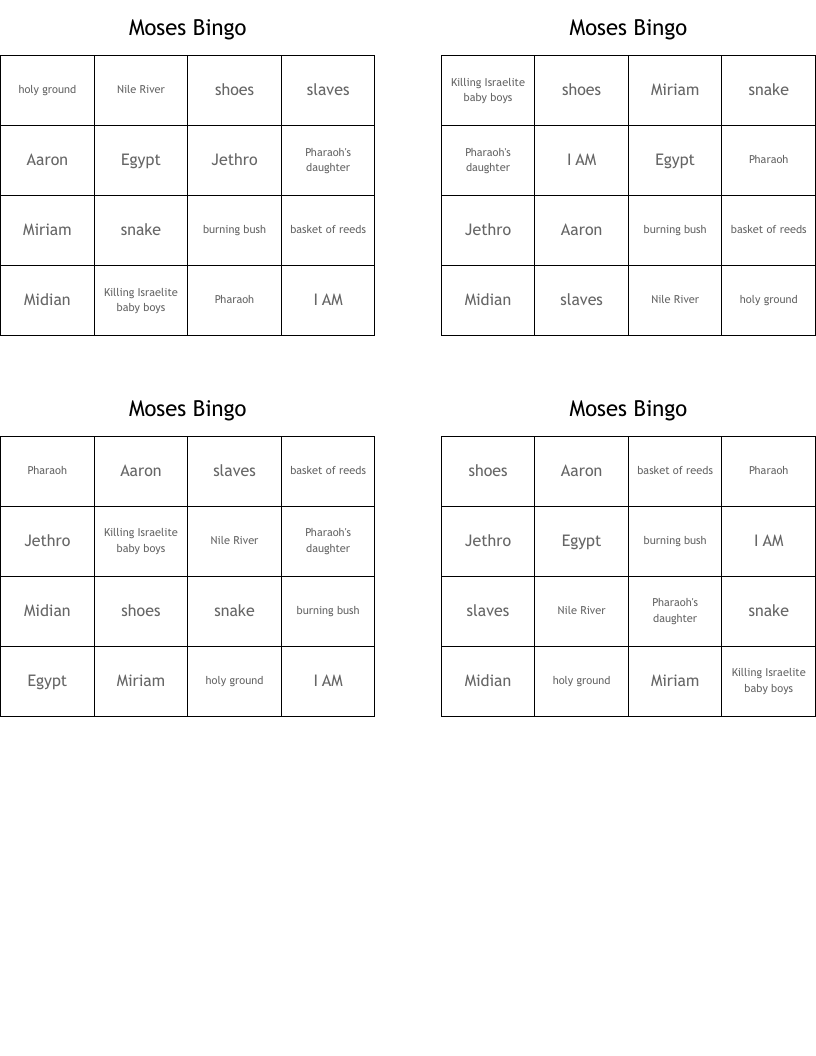 Moses Bingo