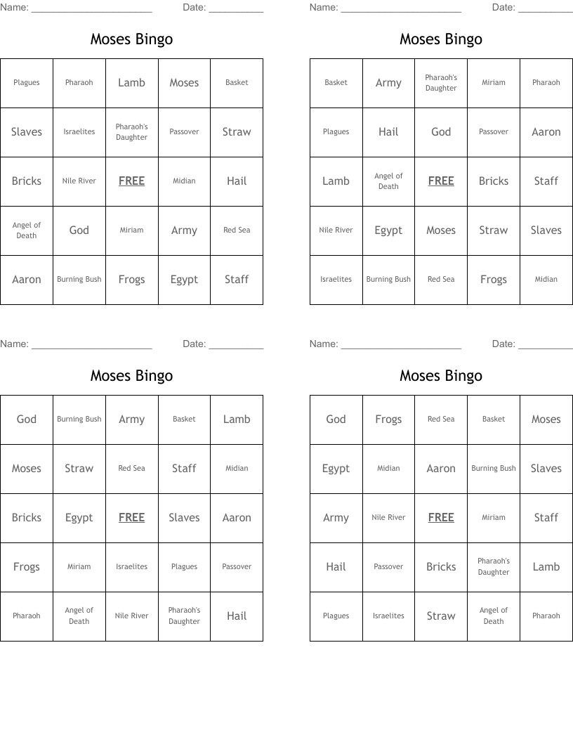 Moses Bingo 