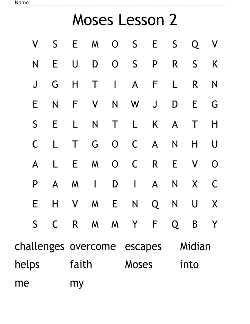 Moses Lesson 2 Word Search