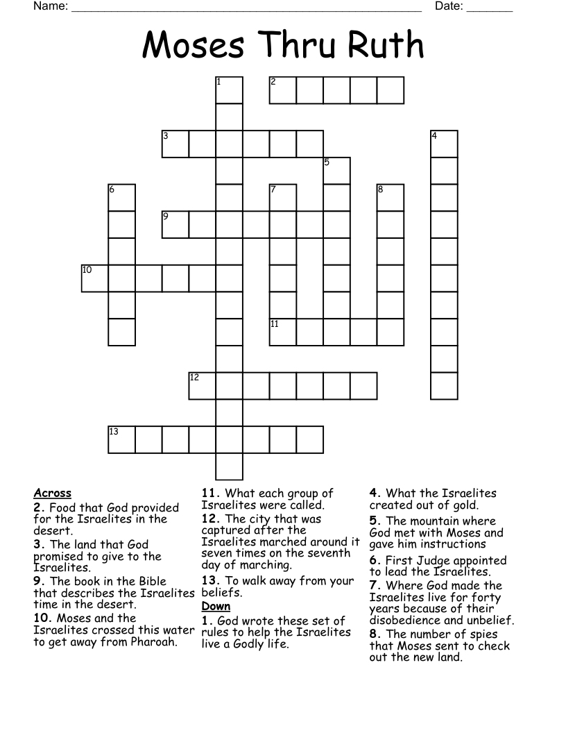 Moses Thru Ruth Crossword
