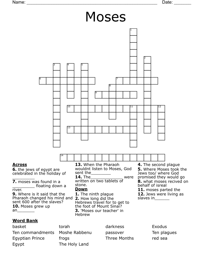 Moses  Crossword