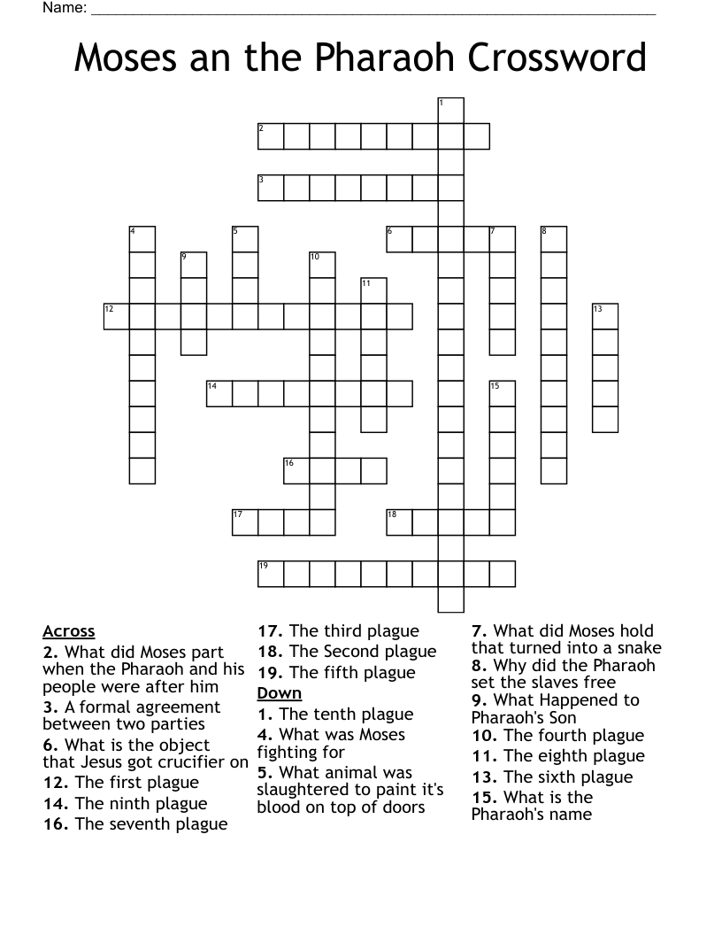 Moses an the Pharaoh Crossword
