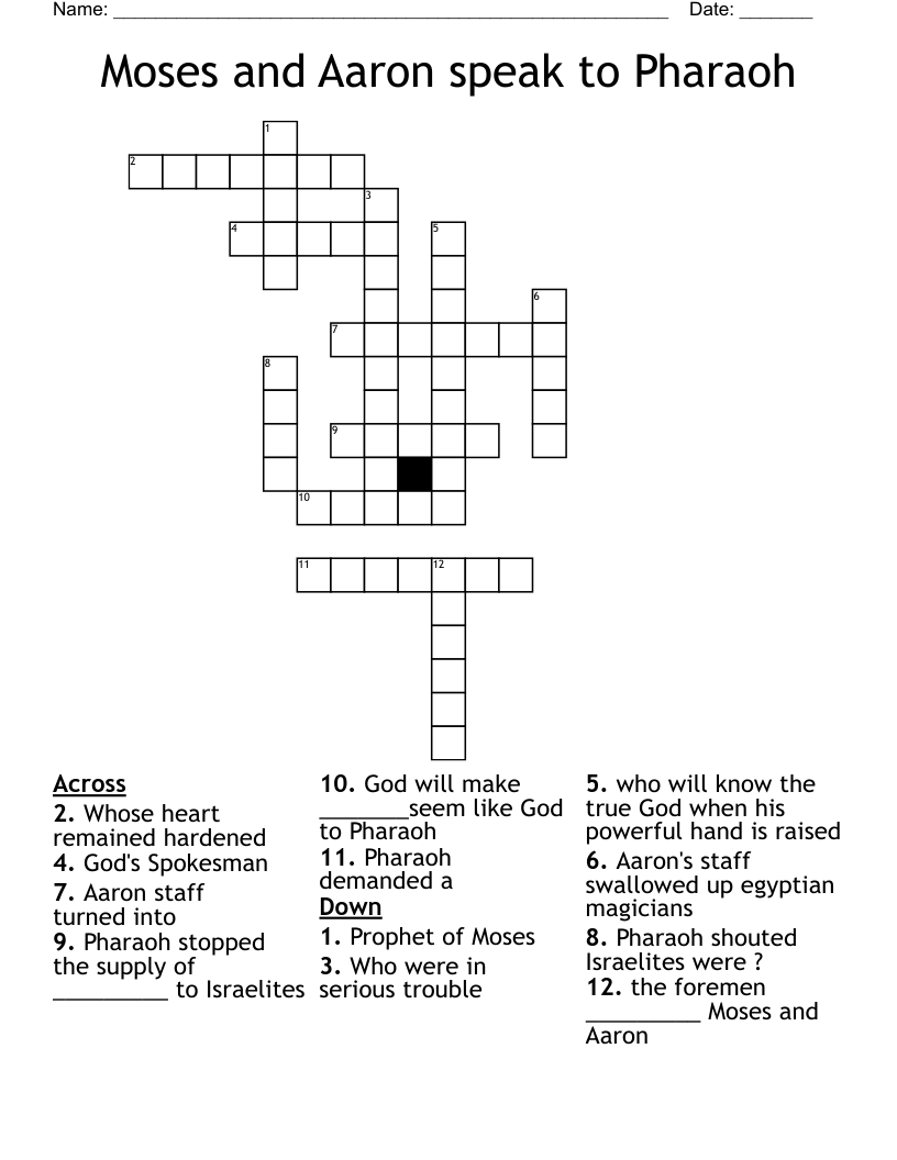 Moses and Aaron speak to Pharaoh  Crossword