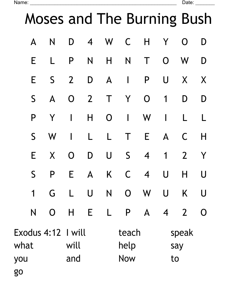Moses and The Burning Bush Word Search