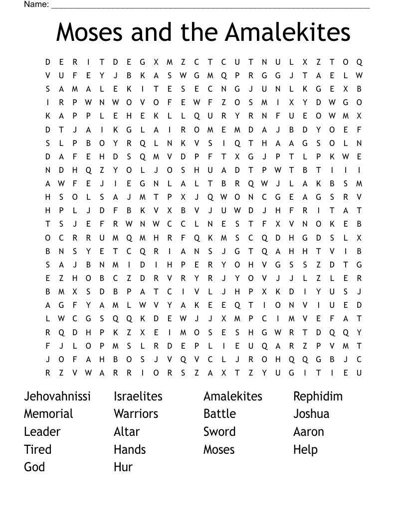 Moses and the Amalekites Word Search