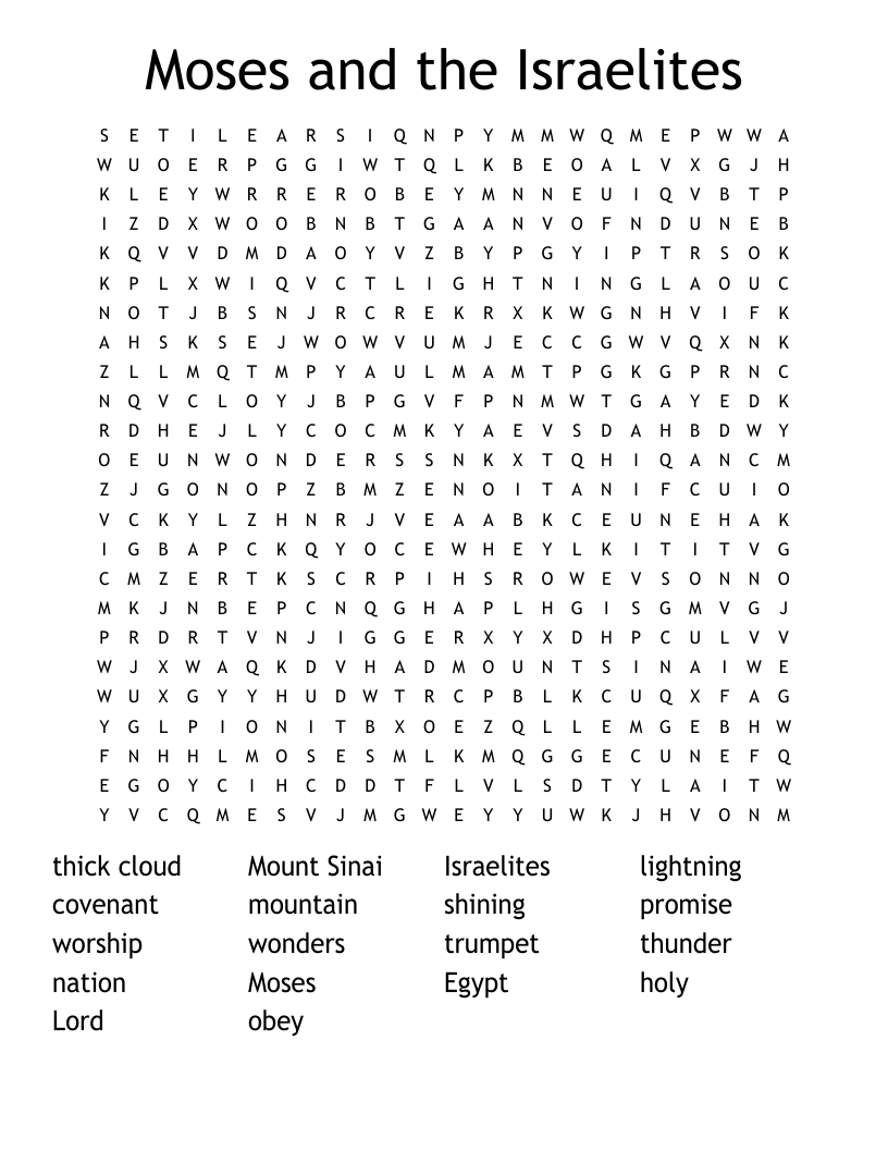 Moses and the Israelites Word Search