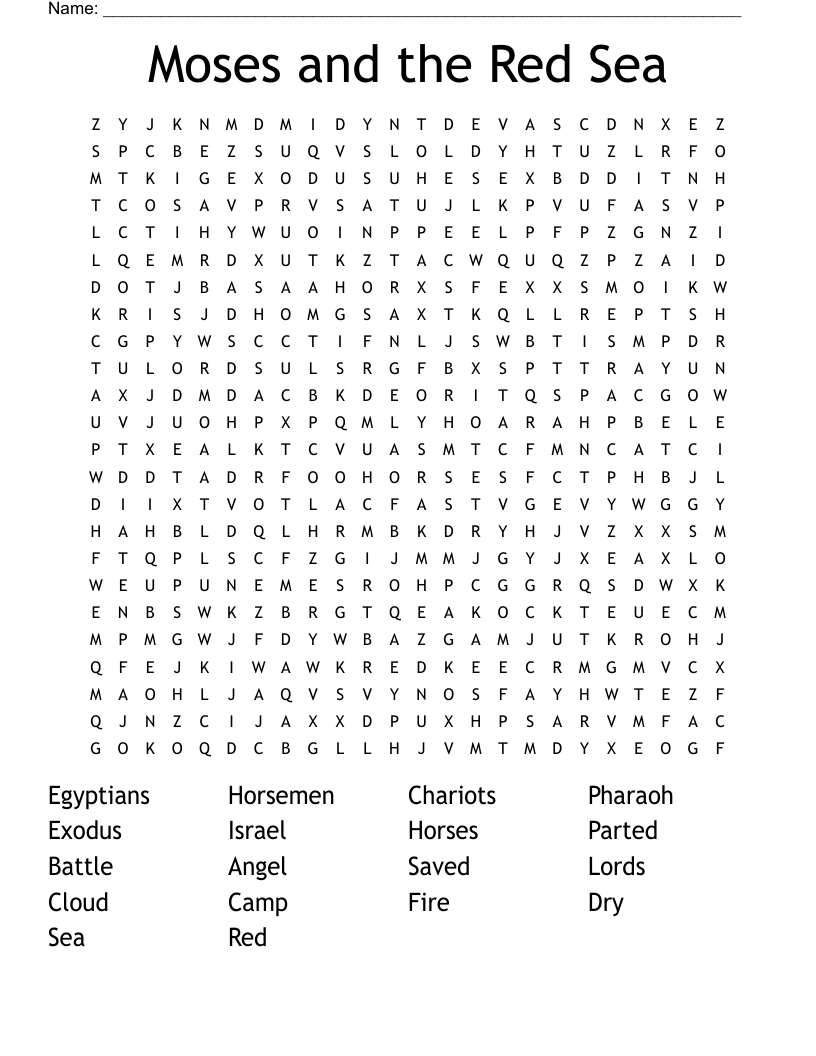 Moses and the Red Sea  Word Search
