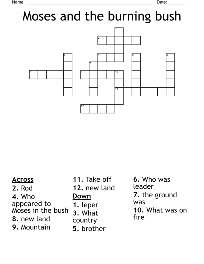 Moses and the burning bush Crossword