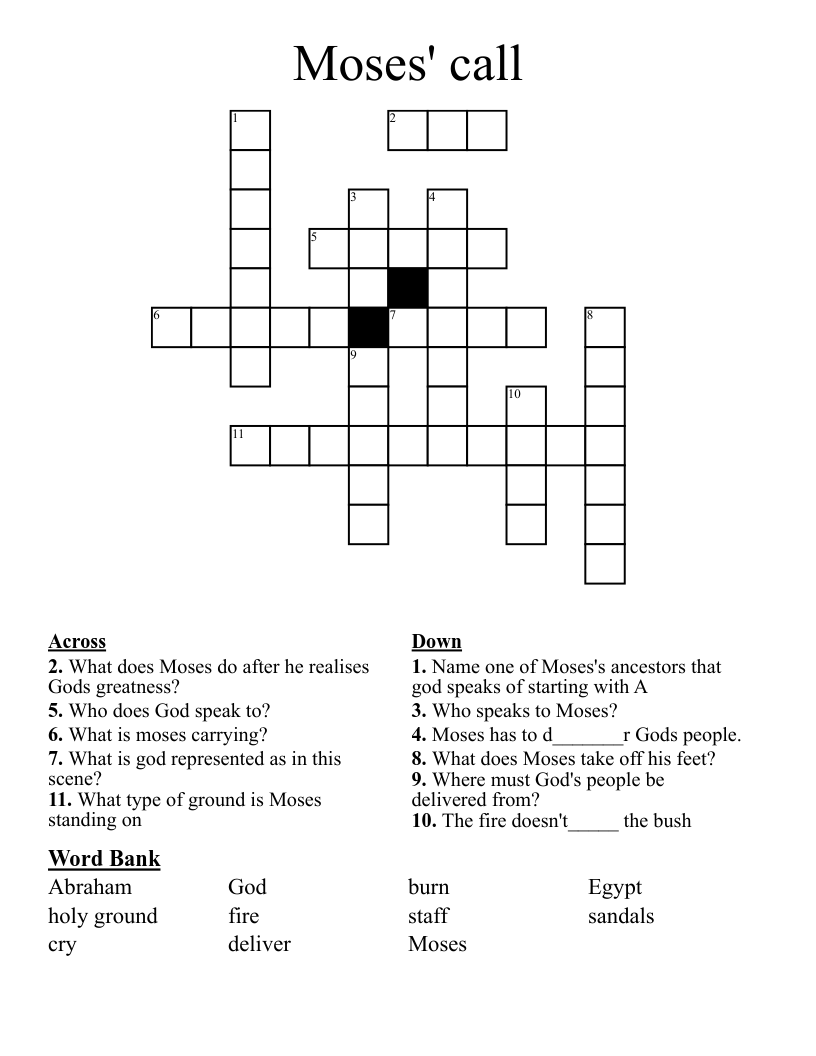 Moses' call Crossword