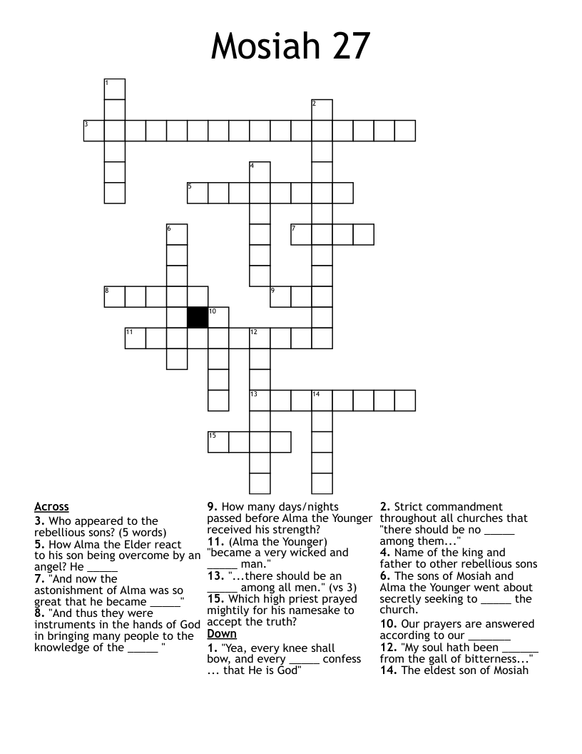 Mosiah 27 Crossword