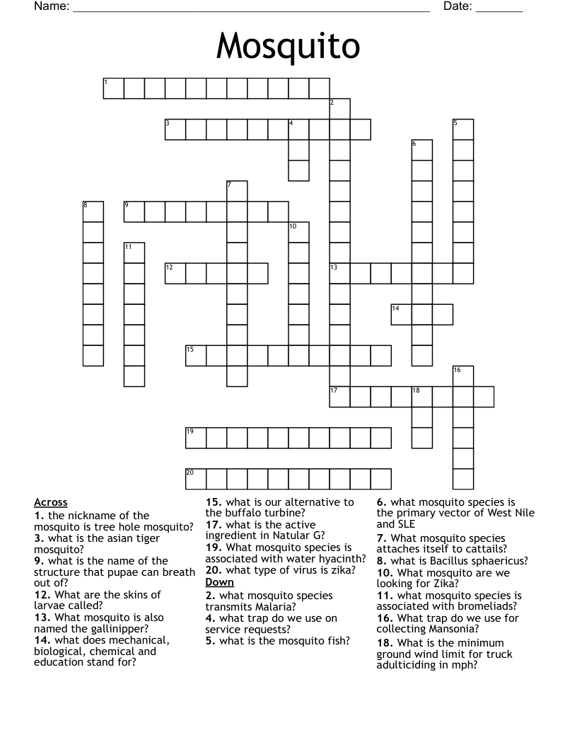 Mosquito Crossword