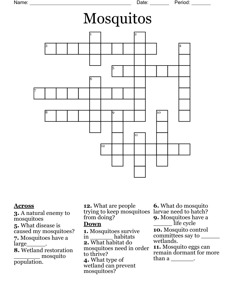 Mosquitos Crossword