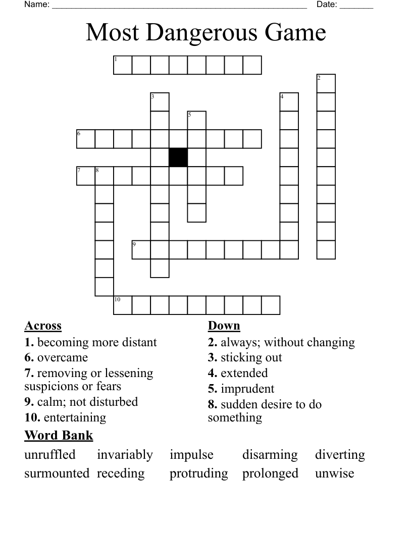 Most Dangerous Game Crossword