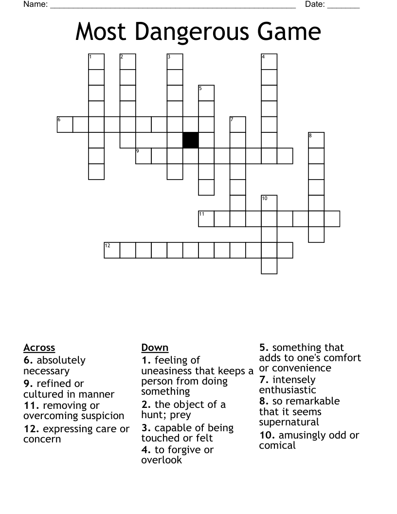 Most Dangerous Game Crossword
