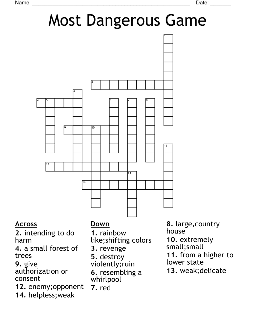 Most Dangerous Game Crossword