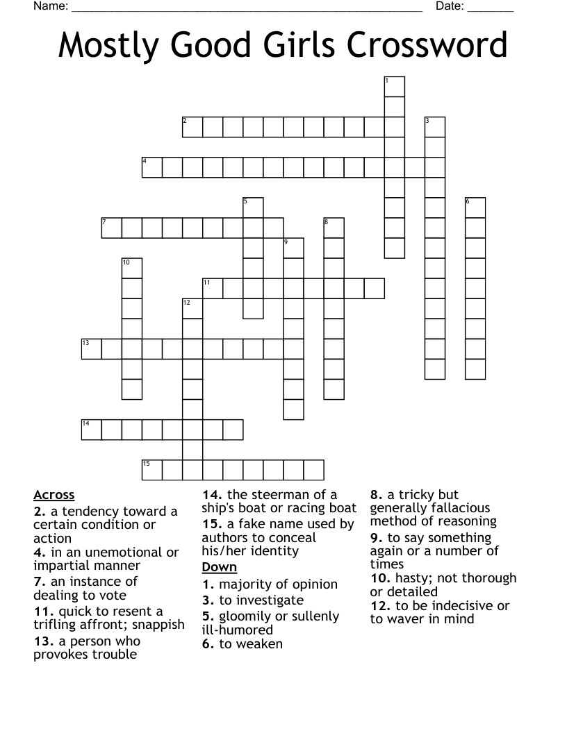 Mostly Good Girls Crossword