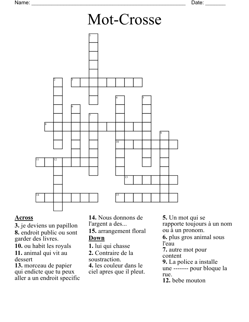 Mot-Crosse Crossword