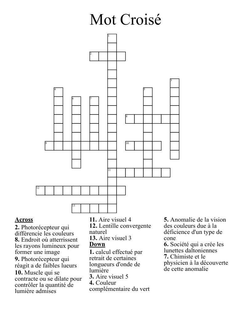 Mot Croisé  Crossword