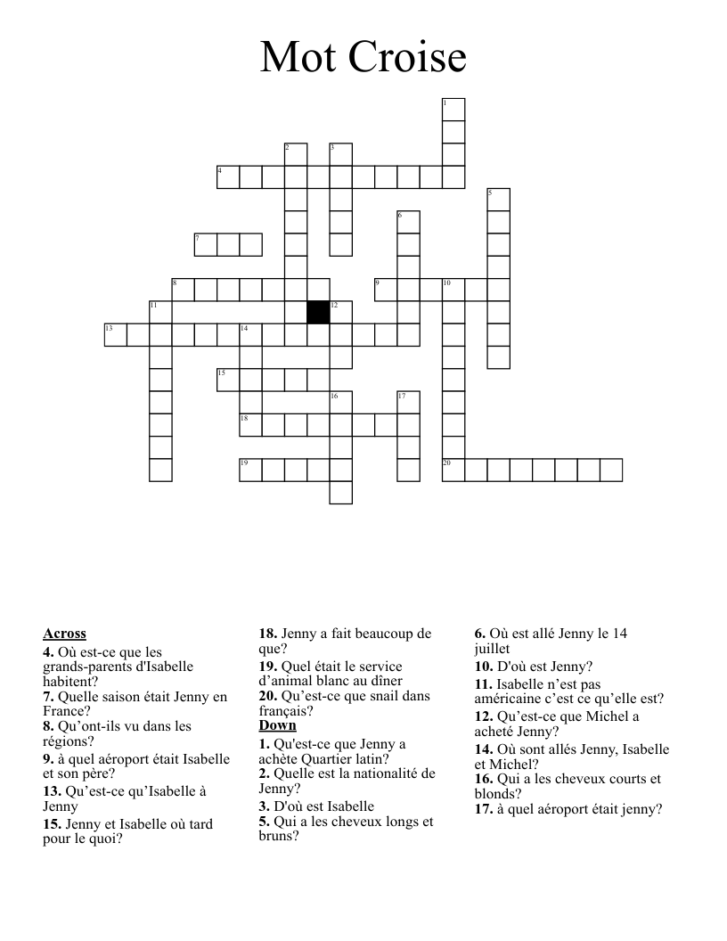 Mot Croise Crossword