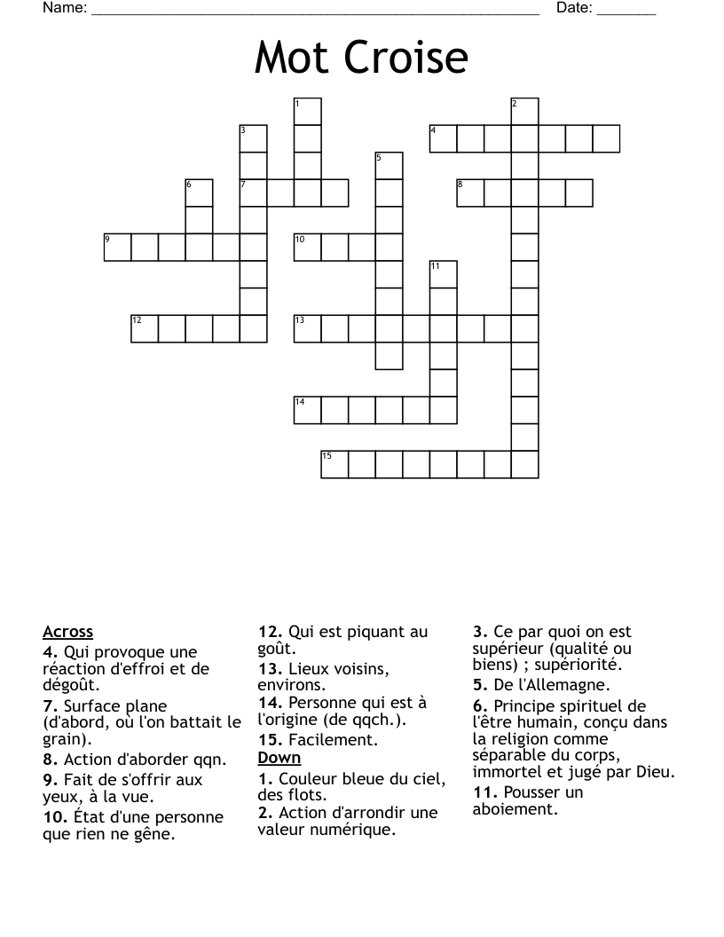 Mot Croise Crossword