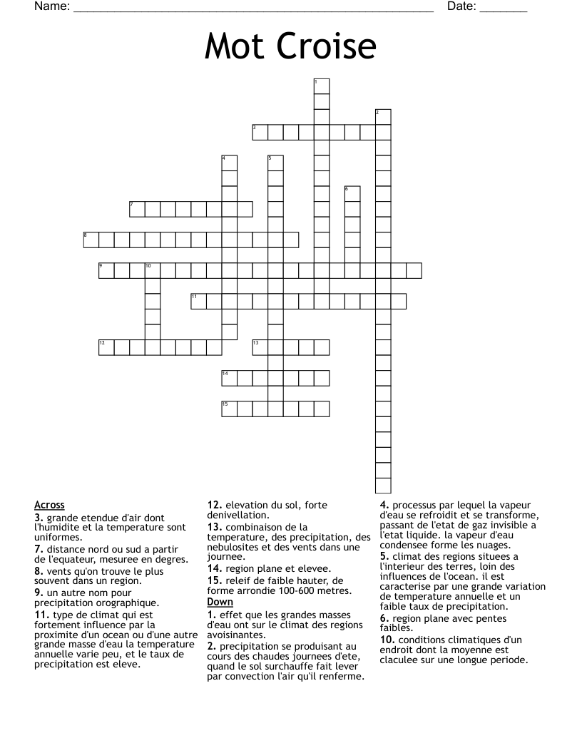 Mot Croise  Crossword