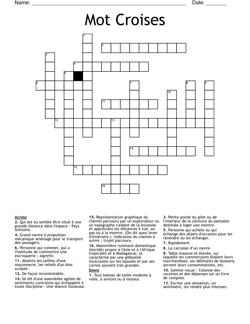 Mot Croises Crossword