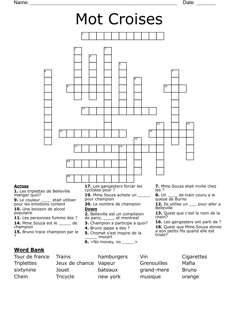 Mot Croises Crossword