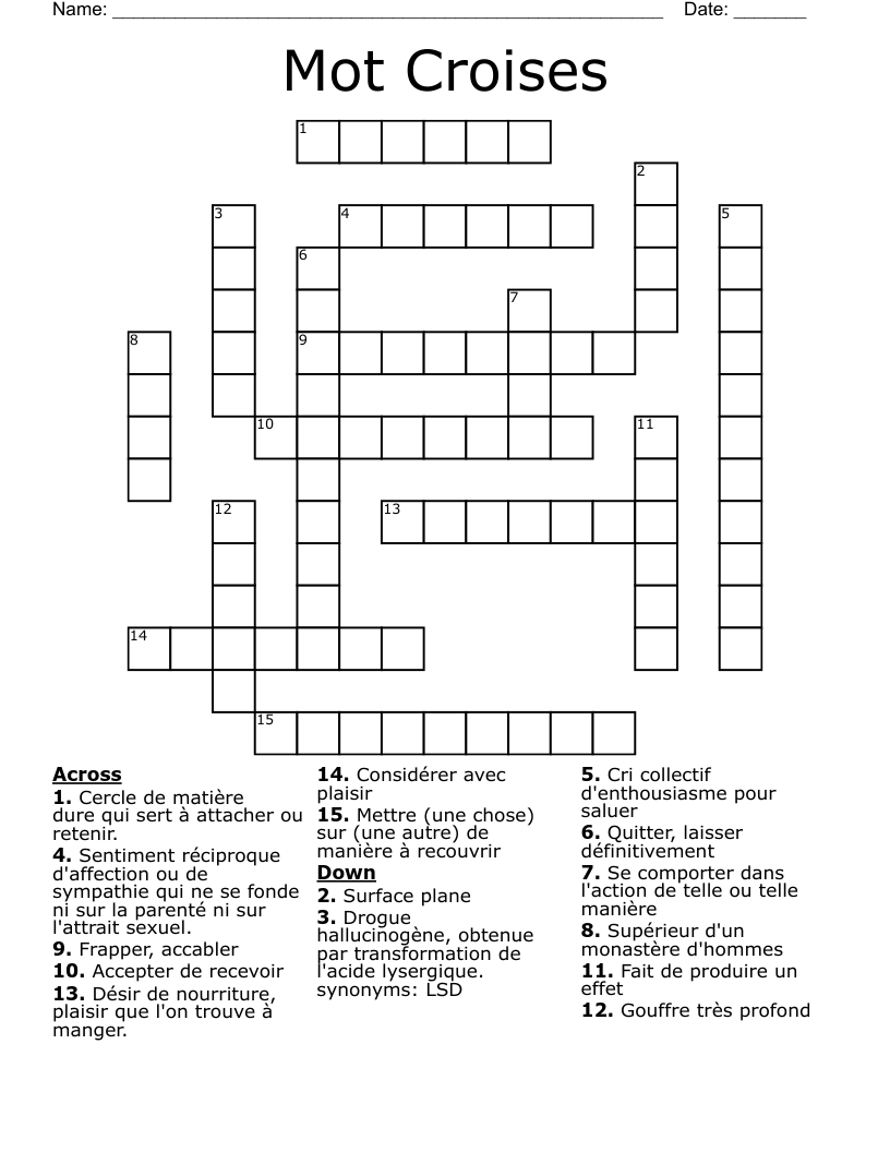 Mot Croises Crossword