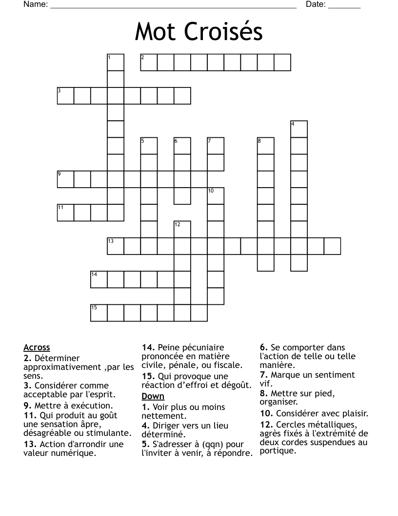 Mot Croisés Crossword