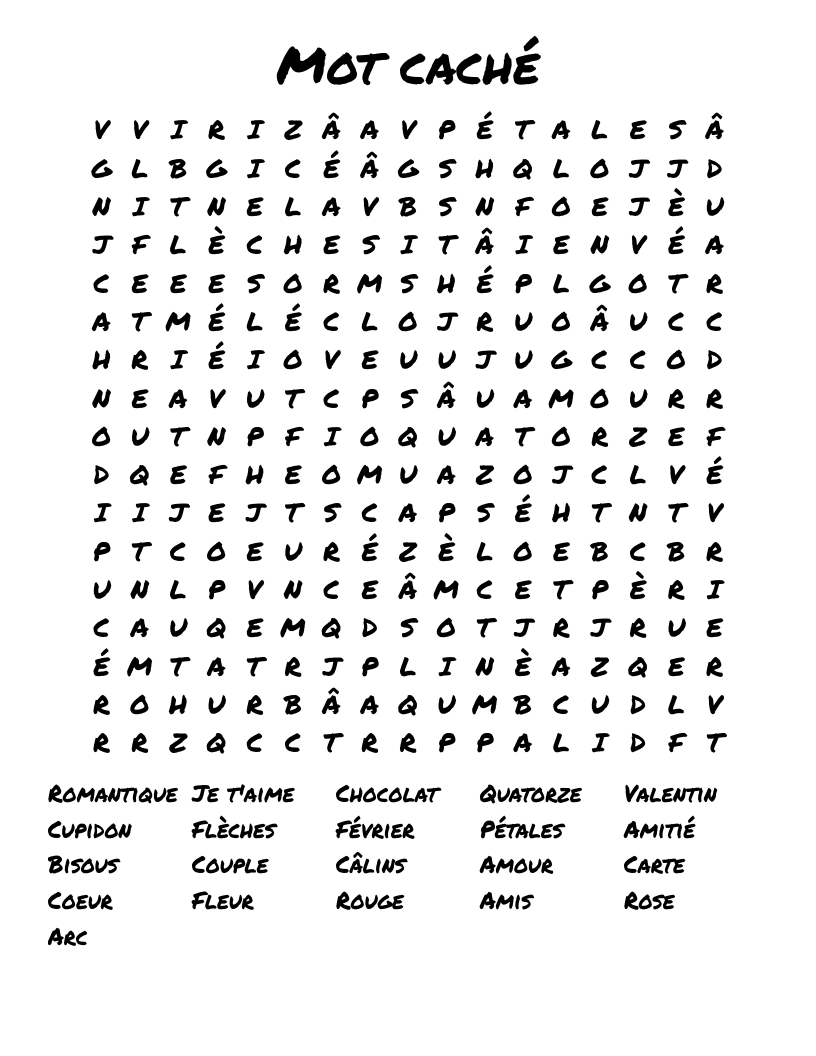 Mot caché Word Search