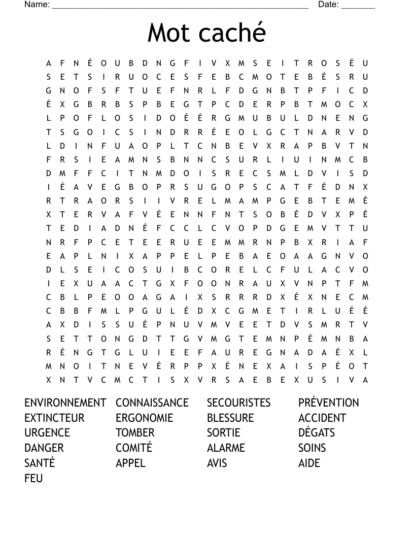 Mot caché Word Search