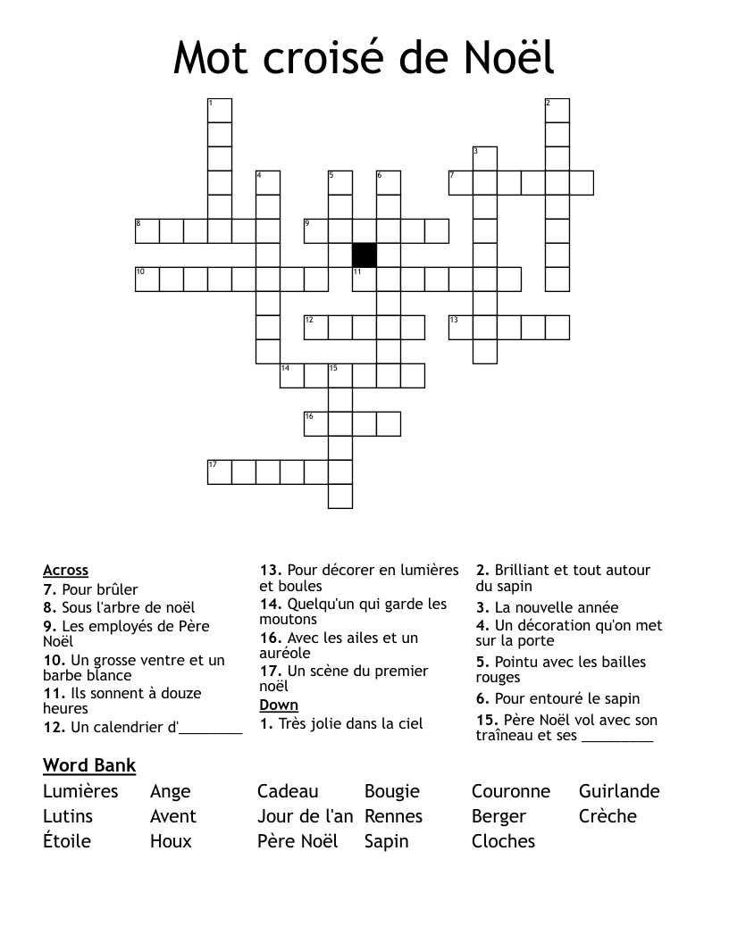 Mot croisé de Noël Crossword