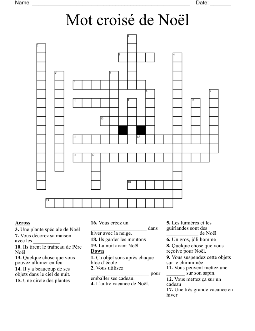 Mot croisé de Noël  Crossword