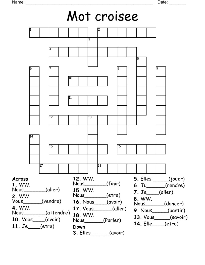 Mot croisee  Crossword