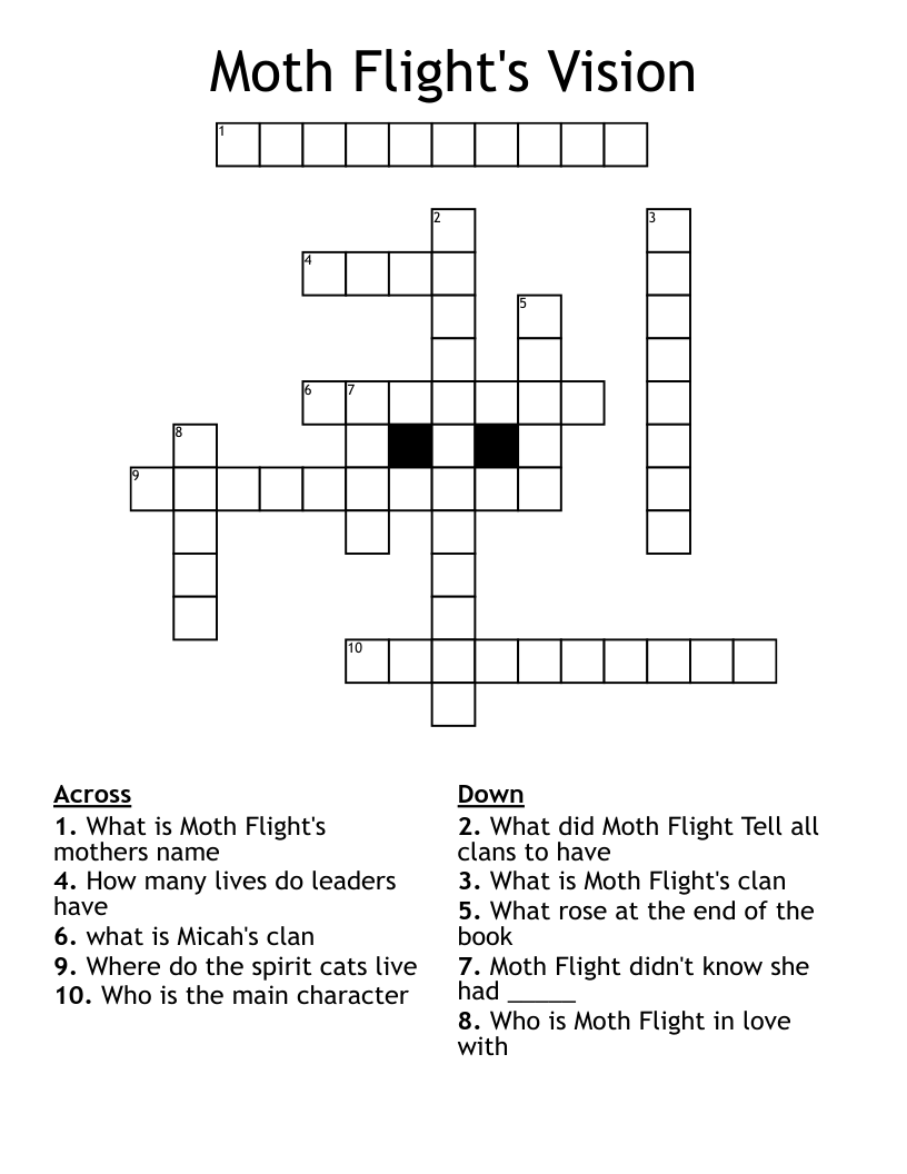 Moth Flight's Vision Crossword