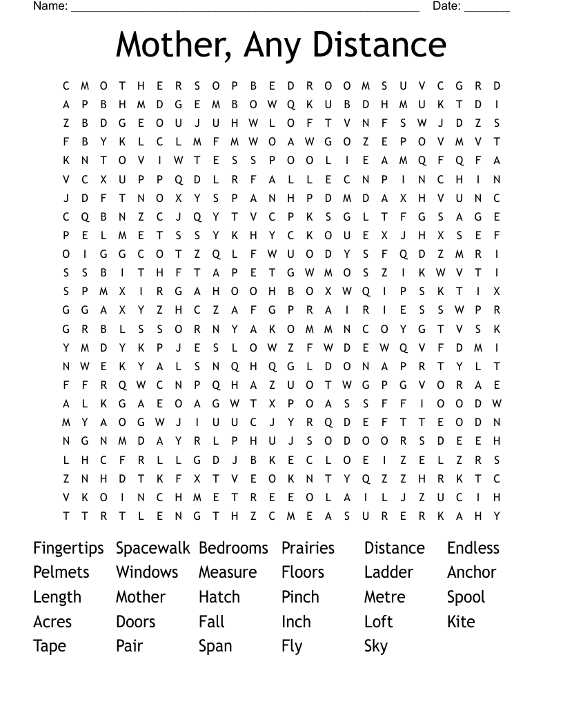 Mother, Any Distance Word Search