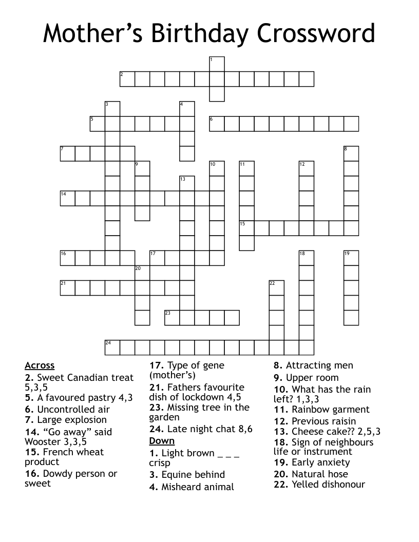 Mother’s Birthday Crossword
