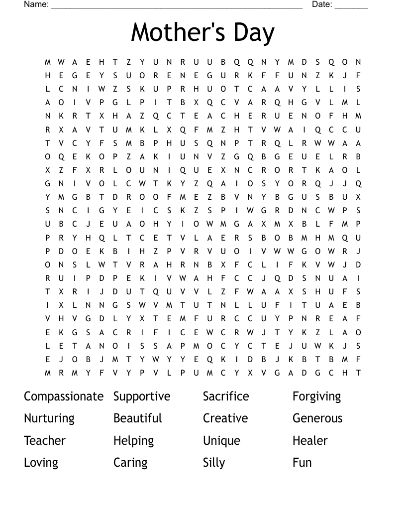 Mother's Day Word Search