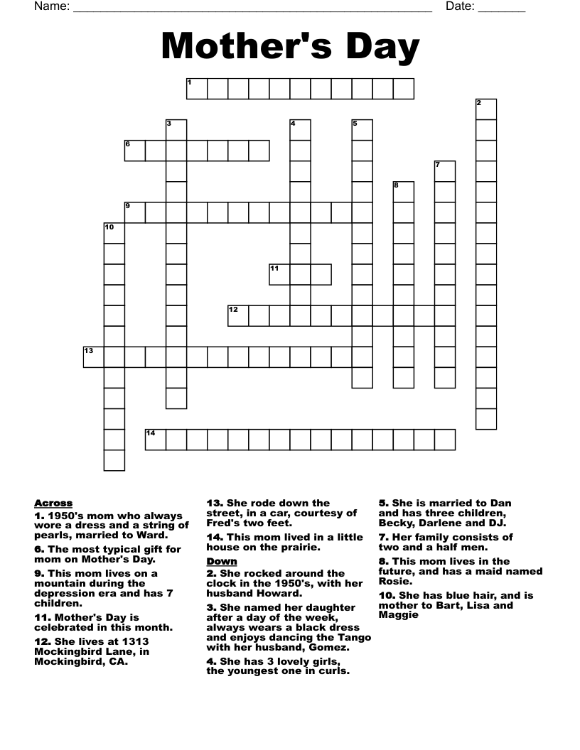 Mother's Day Crossword
