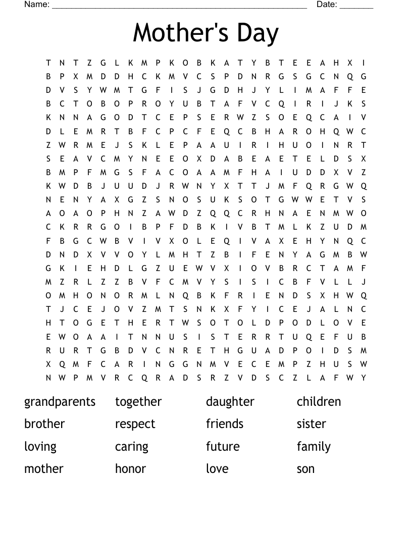 Mother's Day Word Search