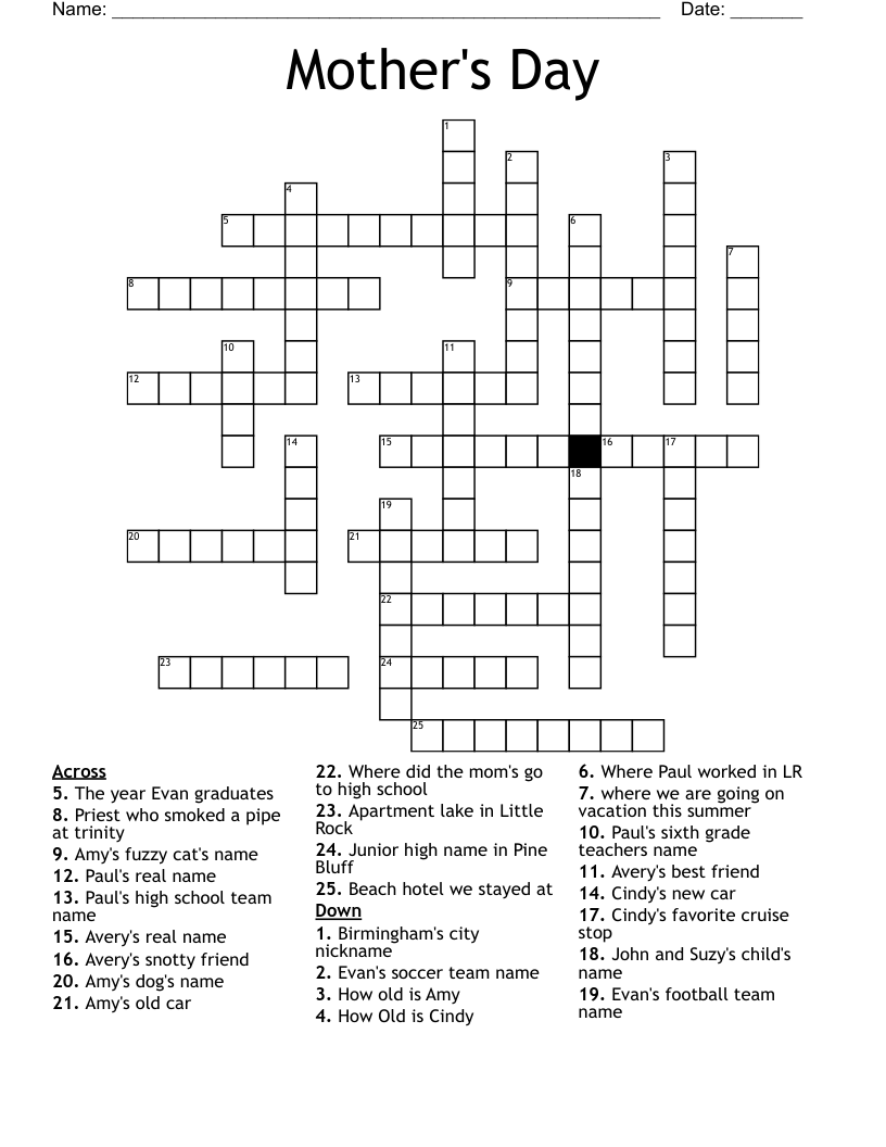 Mother's Day Crossword