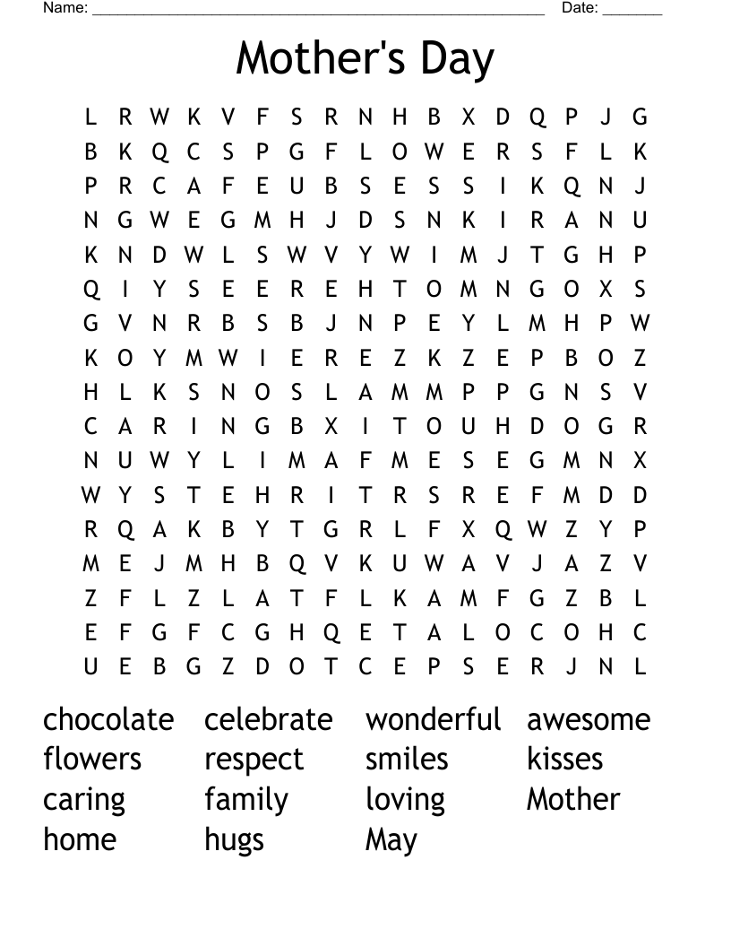 Mother's Day Word Search