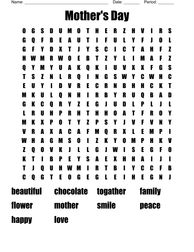 Mother's Day Word Search