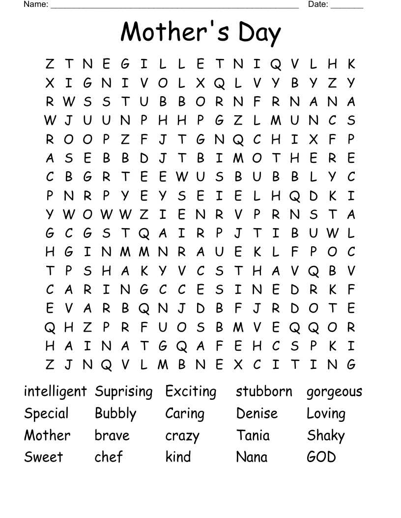 Mother's Day Word Search